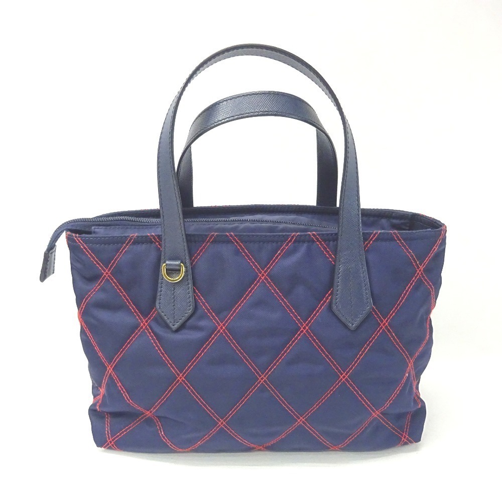 Prada Navy Quilted Handbag Stitch Nylon